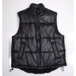 M. Julian Wilsons Leather Black Leather Puffer Jacket Vest Men's Large